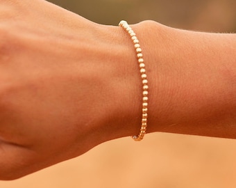 Luxurious High Quality Gold Filled Beaded Bracelet - Minimalist Gold Stretchy Bracelet 3mm