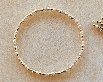 Gold Filled Beaded Bracelet- Gold stretchy bracelet- High Quality Gold Filled Beaded Bracelet- Faceted Beads- Sterling Silver Bracelet
