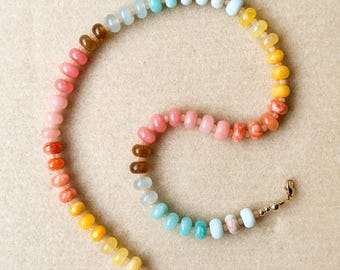 Denali Sky - Trendy Candy Gemstone Necklace - Rondelle Gemstone Necklace - Gold Filled Gemstone Necklace - Bright Rainbow Necklace- Alaska