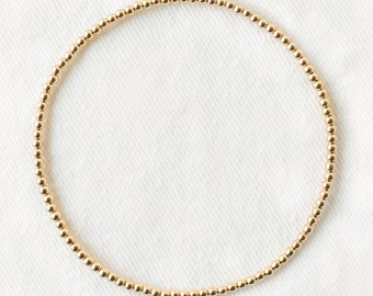 2mm Gold Filled Beaded Bracelet- Gold stretchy bracelet- High Quality Gold Filled Beaded Bracelet-