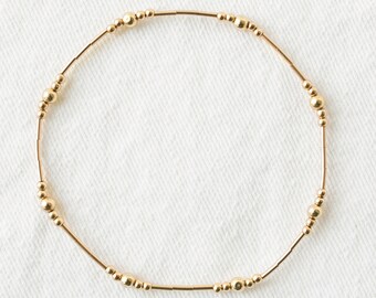 Bergen Bracelet- Gold Filled Beads- gold filled beaded bracelet- Gold stretchy bracelet- Durable stretch bracelet