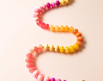 Sun Kiss Colorful Gemstone Necklace Summer Outfits Bright Layering Necklace Vacation Jewelry for Women Birthday Gift for Her Candy Necklace