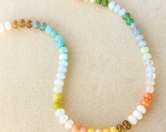 Jubilee Candy Gemstone Necklace - Colorful Rondelle Beads - Gold Filled - Rainbow Jewelry