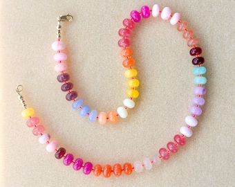 Kaleidoscope - Candy Gemstone Necklace - Rondelle Gemstone Necklace - Gold Filled Gemstone Necklace - Bright Rainbow Necklace