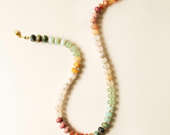 Turquoise Rondelle Choker | Gold Filled Gemstone Necklace | Earthy Beaded Necklace | Alaska Made | Natural Stone Necklace | Carnelian