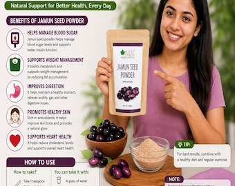 Jamun Seed Powder | 100% Pure Syzygium Cumini | Java Plum | Natural Herbal Botanical Powder