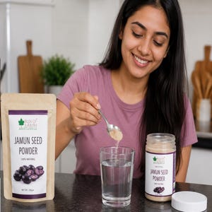 Jamunpulver | Indiskt björnbärsfröpulver | Finmalen Syzygium Cumini | Örtbaserad botanisk