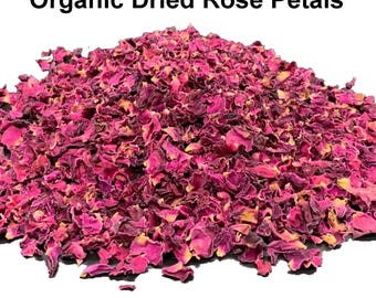 Biologische gedroogde rozenblaadjes | Natuurlijke huidverzorging en bad | Kruidenthee. Potpourri | Aromatische bloemblaadjes