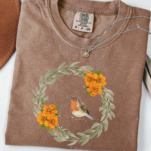 Comfort Colors Floral Bird Shirt, Bird Lover Shirt, Nature Shirt, Cute Bird Shirt, Nature Lover Shirt, Animal Lover Shirt, Bird Peace Shirt