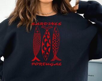 Retro Sardines Sweatshirt, Tinned Fish Sweater, Vintage Sardines Aesthetic Crewneck, Coastal Aesthetic Sweater, Sardines Sweater
