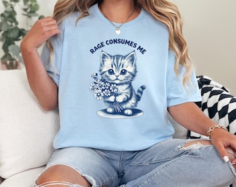 Rage Consumes Me Cat Shirt, Funny Cat Meme Shirt, Funny Kitten Shirt, Vintage Cat Tee, Adult Humor, Meme Shirt, Gift For Her, Gag Gift