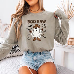 Comfort Colors® Boo Haw Shirt, Funny Ghost Cowboy Tee, Western Halloween Shirt, Spooky Fall Shirt, Country Girl Gift