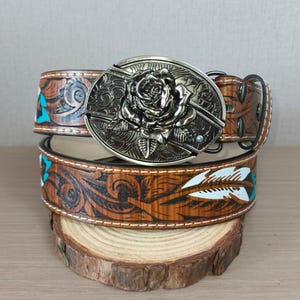 Rose Belt Buckle | Western Cowboy Belt Buckle | Personalized Hidden Design Belt Buckles | Trendy Belt Buckles | Gifts for Her