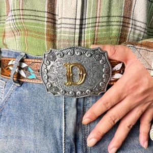 Letter D Belt Buckle | Personalized Belt Buckle | Belt Buckle with Spacial Design | Western Boys Gifts | Engraved Cowboy Belt Buckle | Gifts