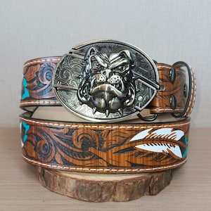 Bulldog Belt Buckle | Western Cowboy Belt Buckle | Personalized Hidden Design Belt Buckles | Trendy Belt Buckles | Gifts for Him