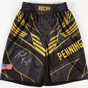 UFC Champ Raquel Pennington Signed &quot;Rocky&quot; Custom Fight Shorts with Beckett Hologram