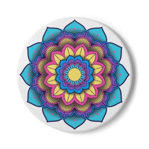 Colorful Mandala Ceramic Coaster Set, Vibrant Drink Coaster, Home Decor, Gift for Friends, Boho Style Coaster, Artistic Beverage Mat