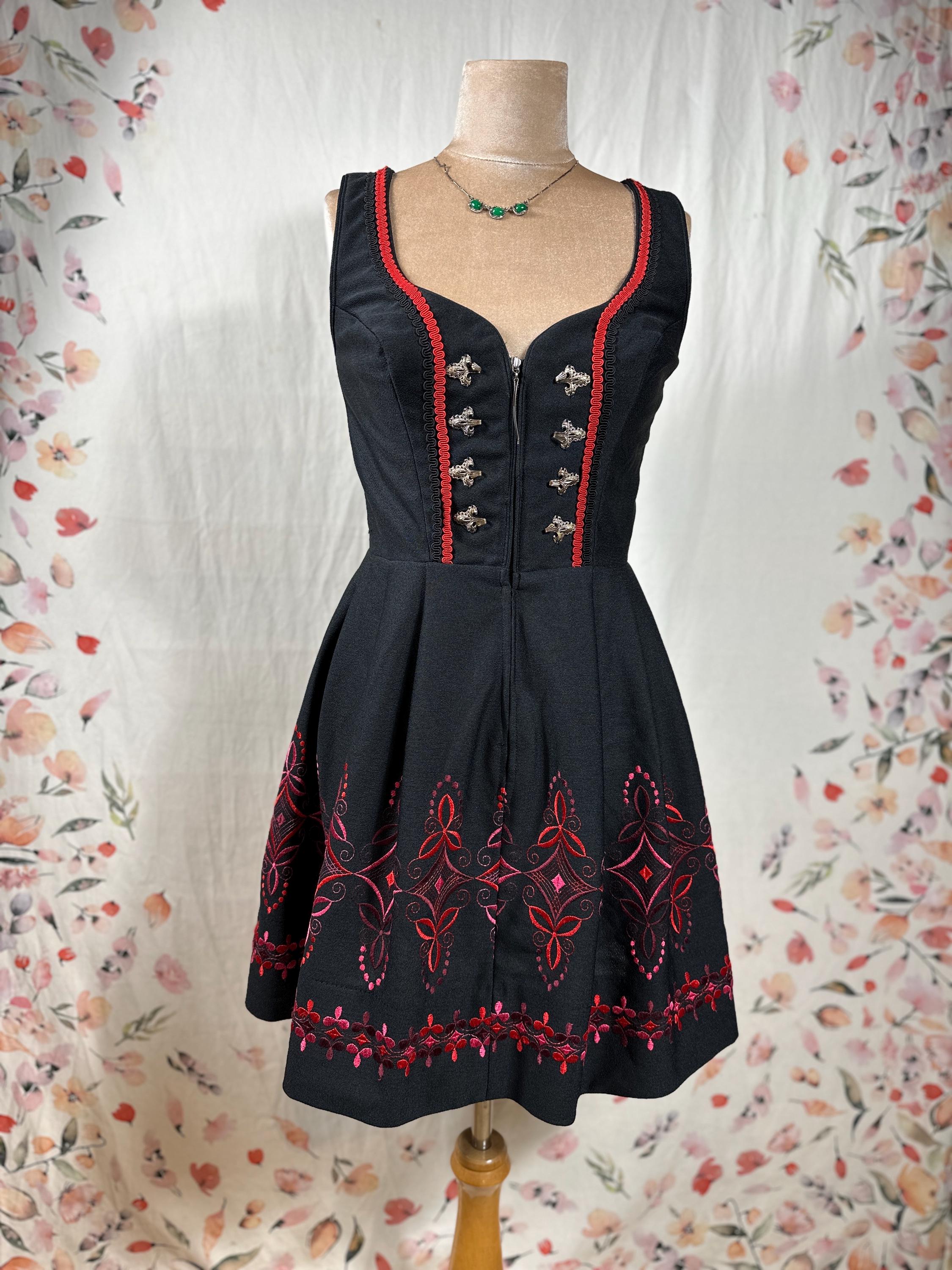 Robe Vintage Années 70 Noire - Taille 36 Manches Courtes Hiver - Occasion Parfait état