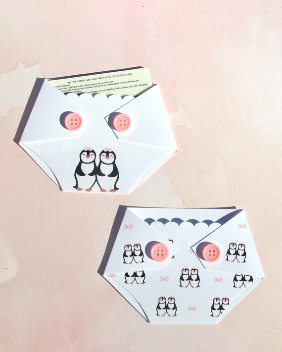Penguin Baby Shower Gift Card Holder - Winter Wonderland Shower Game Prize - Twins Il_570xn