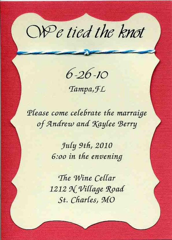 Wedding Reception Invitations We Tied The Knot Reception Etsy