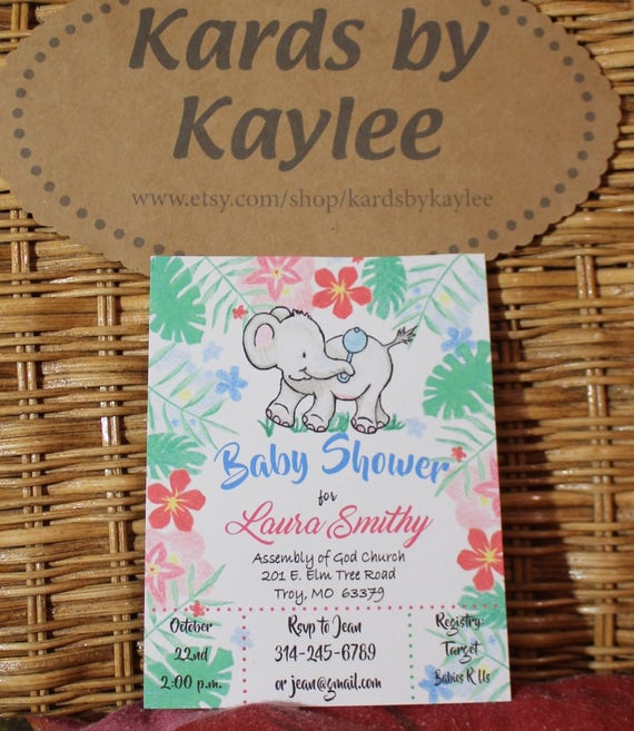 Jungle Baby Shower Invitations - Baby Shower Invitation Girl Boy Elephant Baby Shower Invitation Elephant Baby Shower - Sprinkle Il_570xn