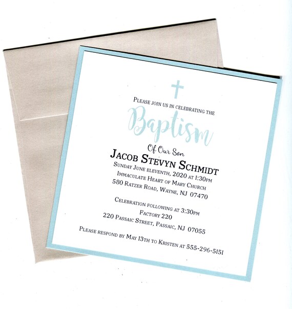 Simple Boys Baptism Invitation Christening, First Communion