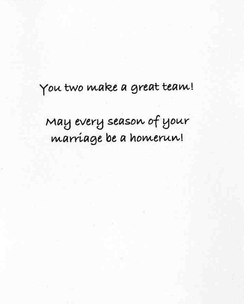 Baseball Wedding Congratulations Card