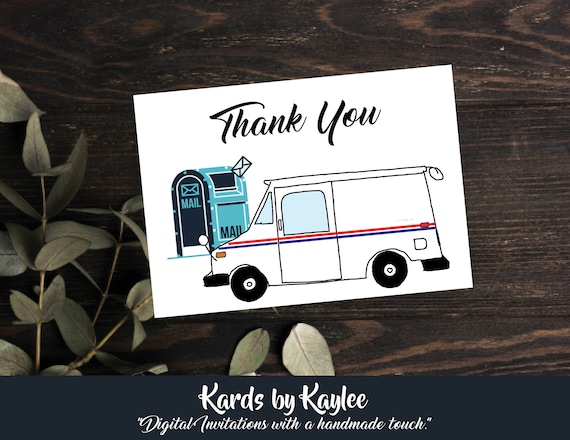 Postal Thank you Cards Postcard from Mail Carrier - Mailman - USPS Worker Il_570xn