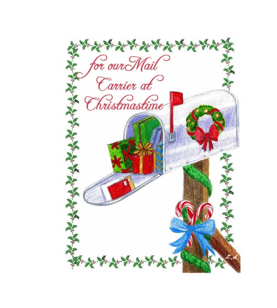 Christmas Card for Mail Carrier Postman Postmaster Mailman  Etsy