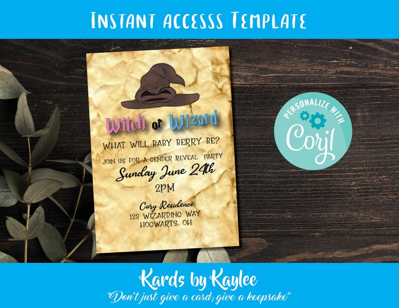 Harry Potter Inspired Gender Reveal Invitation Instant | Etsy
