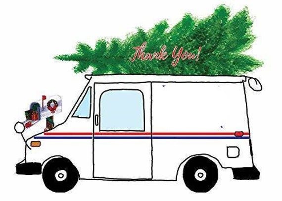 Postal Thank you Cards Postcard from Mail Carrier - Mailman - USPS Worker - Delivery Man - Holiday Thank you card - Rural - Christmas Il_570xn