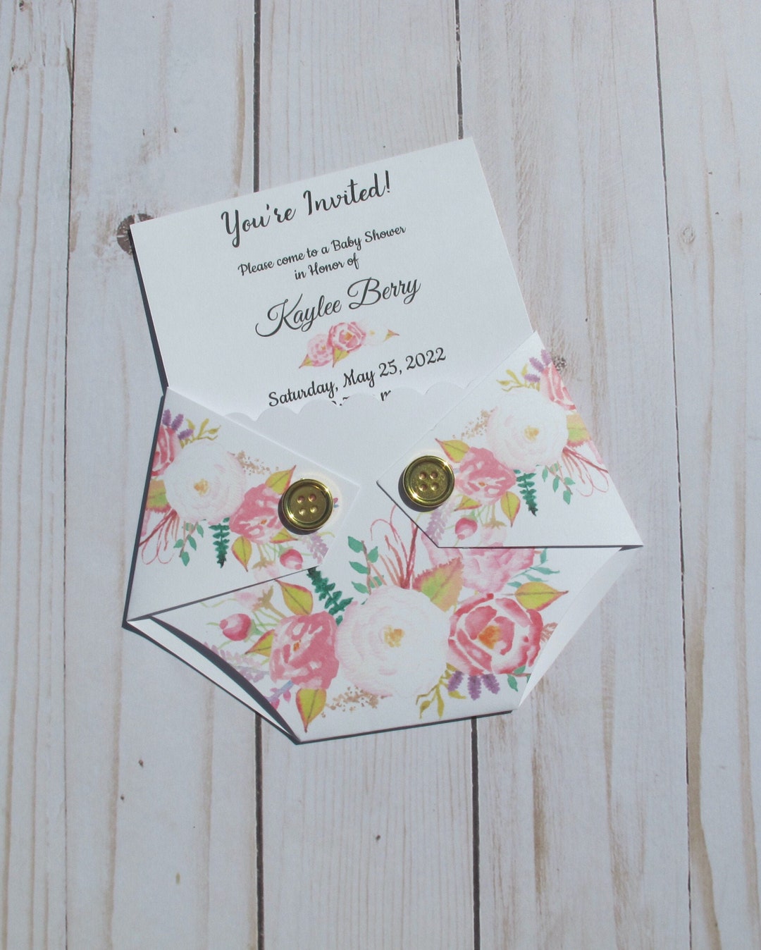 Girl Baby Shower Invitations Floral Diaper Shaped Invites Etsy