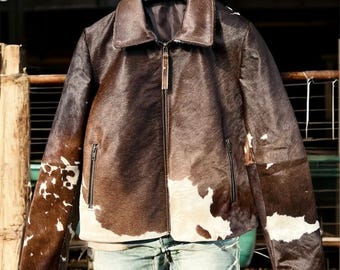 Genuine Pony Hair Cowhide Leather Jacket: Natural Hair-On-Hide Coat