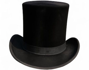 Black Silk handmade Steampunk Top Hat. Victorian Cosplay costume Hat
