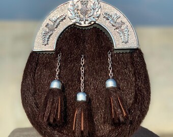 Scottish Handmade Sporran With Thistle Antique Cantle Sporran with chain