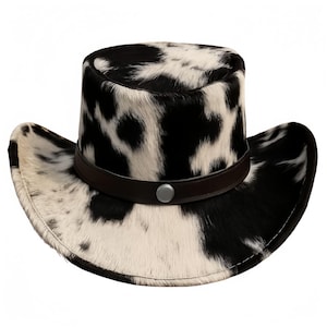 Western Original Leather Genuine Buffalo Hair Skin Leather Cowboy Hat Unisex