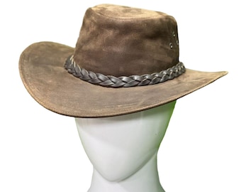 Handmade Brown Leather Cowboy Hat, Victorian Band, Unisex Western Hat