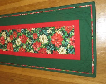 72" Christmas Poinsettia Table Runner