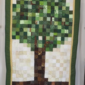 Tree Lap Quilt: Handmade Cotton Patchwork Throw (38x52)