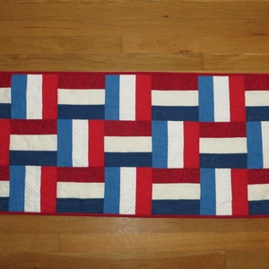 Basket Weave Patriotic table runner
