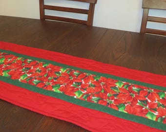 71" Red Poinsettia Table Runner