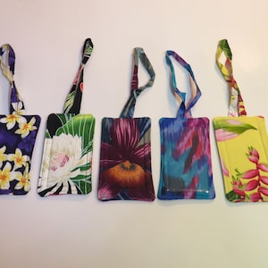 Floral Hawaiian Fabric Luggage Tags