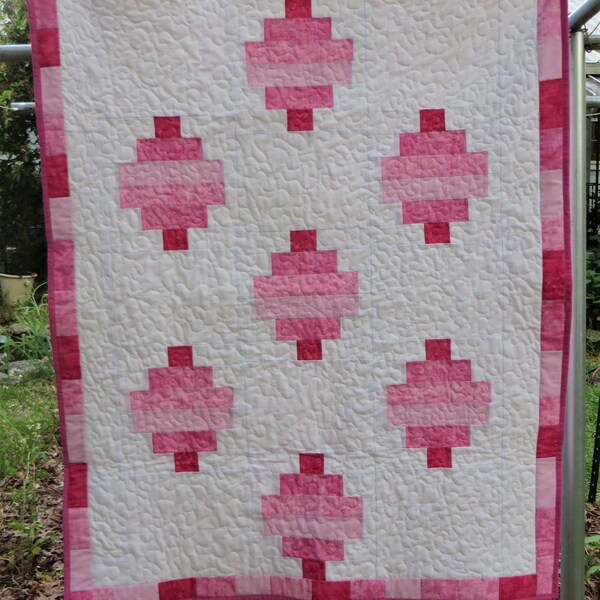 Pink and White Quilt Etsy