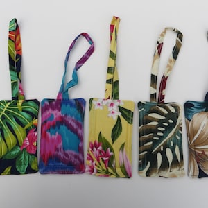 Floral Hawaiian Fabric Luggage Tags