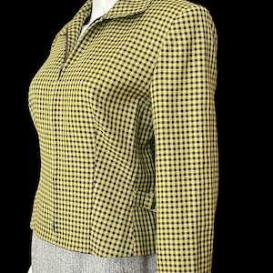 Y2K Georgiou Poison Green and Eggplant Checked Cropped Jacket