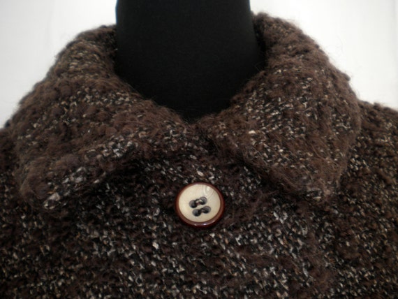 Vintage 1960s Brown and Black Wool Boucle Coat - image 4