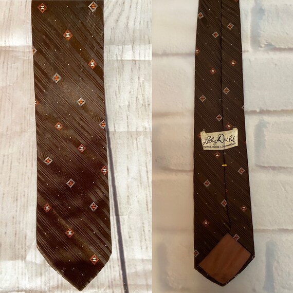 Vintage Lilly DAche'' Brown Embroidered Necktie