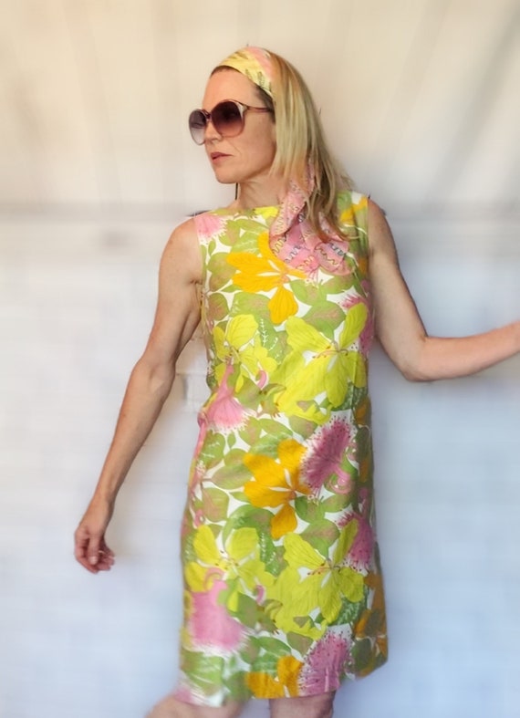 Vintage Floral Cotton Mod Shift Dress