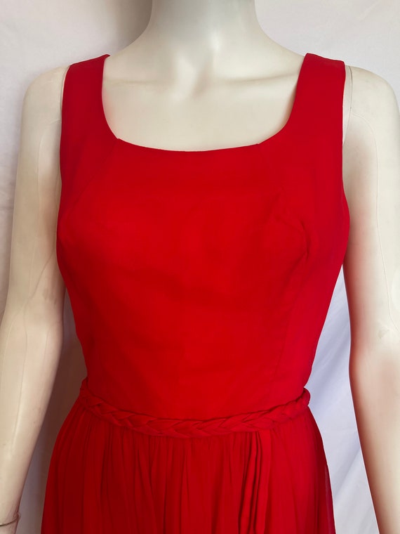 Vintage Maggi Stover Red Chiffon Party Dress - image 2