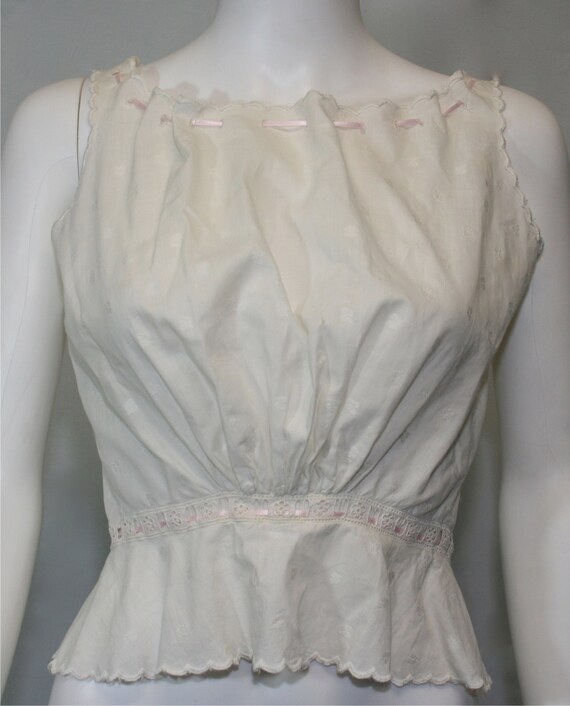 Victorian White Cotton Embroidered Eyelet Blouse
